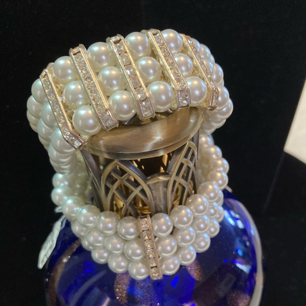 Triple strand stretch Pearl & Blinged out bracelet 5 rows + a single row